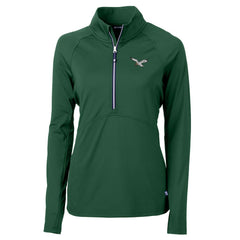 Philadelphia Eagles Cutter & Buck Women's Gridiron Classics Logo Adapt Eco Knit Stretch Recycled Half-Zip Pullover Top | NFL Discount