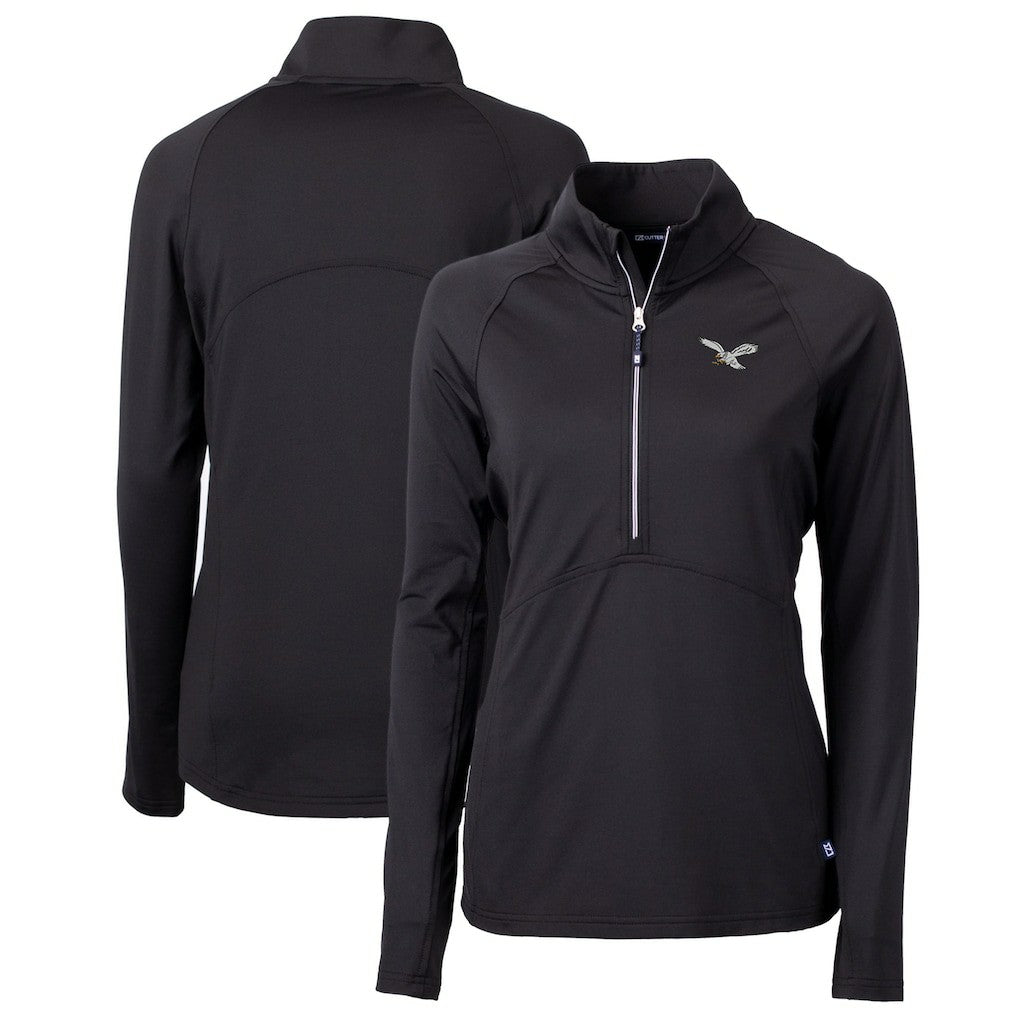 Philadelphia Eagles Cutter & Buck Women's Gridiron Classics Logo Adapt Eco Knit Stretch Recycled Half-Zip Pullover Top | NFL New