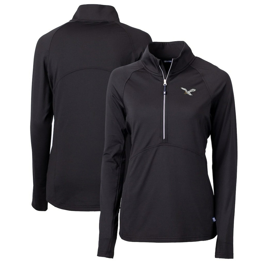 Philadelphia Eagles Cutter & Buck Women's Gridiron Classics Logo Adapt Eco Knit Stretch Recycled Half-Zip Pullover Top | NFL New