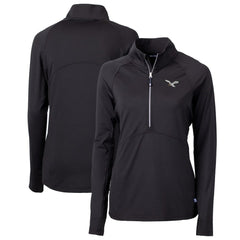Philadelphia Eagles Cutter & Buck Women's Gridiron Classics Logo Adapt Eco Knit Stretch Recycled Half-Zip Pullover Top | NFL New