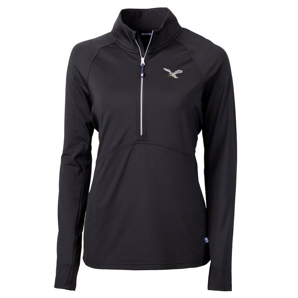 Philadelphia Eagles Cutter & Buck Women's Gridiron Classics Logo Adapt Eco Knit Stretch Recycled Half-Zip Pullover Top | NFL New