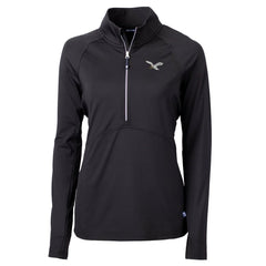Philadelphia Eagles Cutter & Buck Women's Gridiron Classics Logo Adapt Eco Knit Stretch Recycled Half-Zip Pullover Top | NFL New