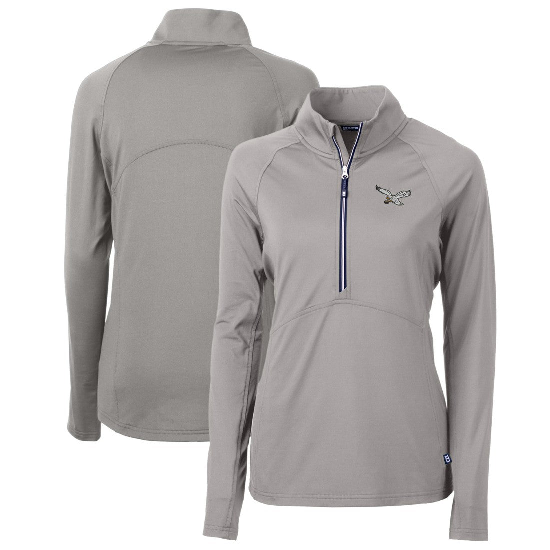 Philadelphia Eagles Cutter & Buck Women's Gridiron Classics Logo Adapt Eco Knit Stretch Recycled Half-Zip Pullover Top | NFL US
