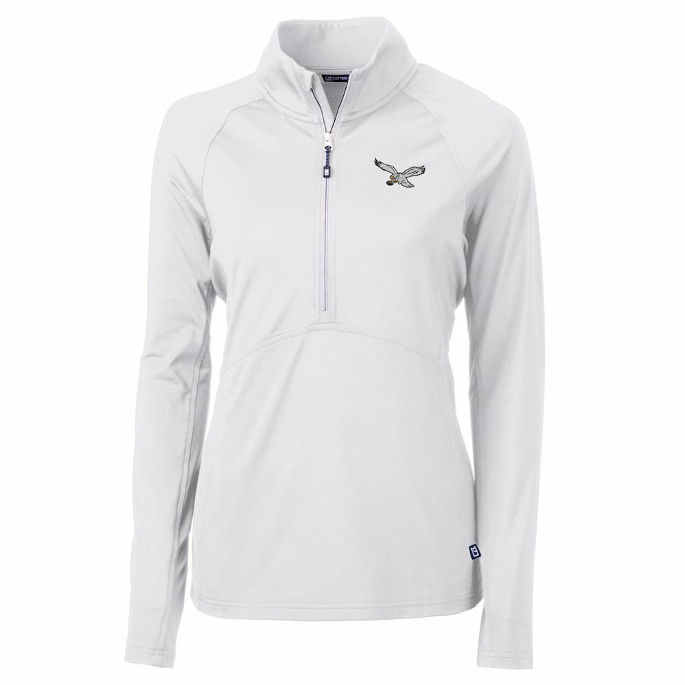 Philadelphia Eagles Cutter & Buck Women's Gridiron Classics Logo Adapt Eco Knit Stretch Recycled Half-Zip Pullover Top | NFL Hot
