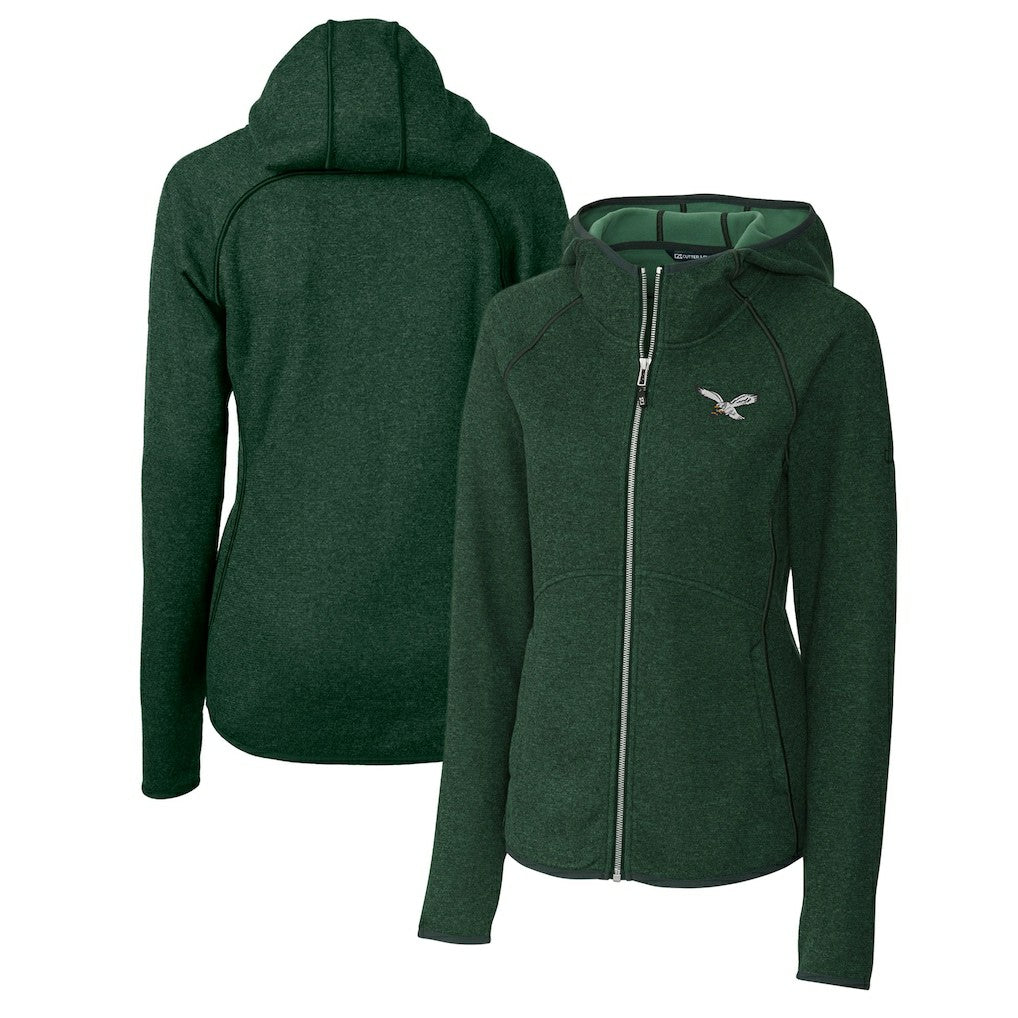 Philadelphia Eagles Cutter & Buck Women's Gridiron Classics Logo Mainsail Sweater-Knit Full-Zip Hoodie | NFL US