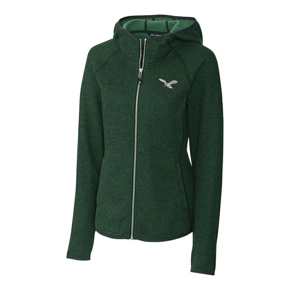 Philadelphia Eagles Cutter & Buck Women's Gridiron Classics Logo Mainsail Sweater-Knit Full-Zip Hoodie | NFL US