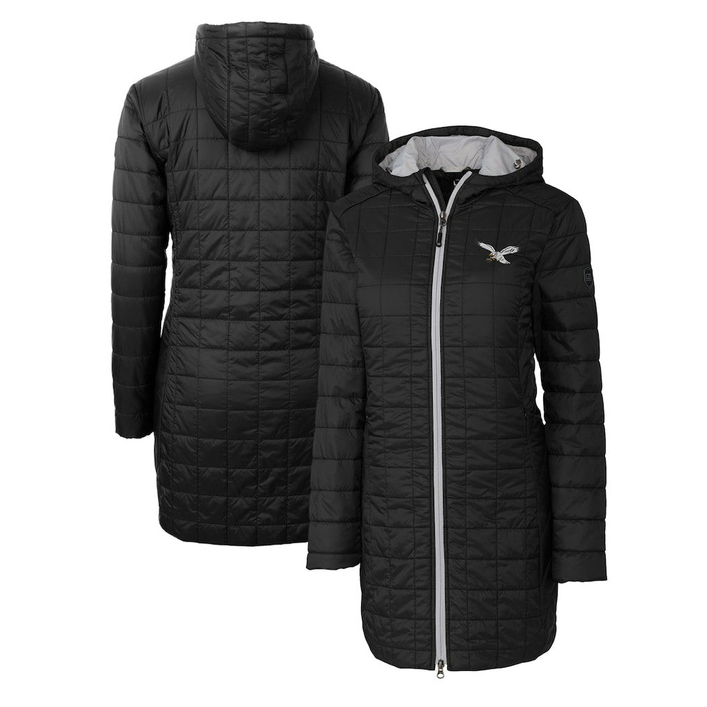 Philadelphia Eagles Cutter & Buck Women's Gridiron Classics Logo Rainier Primaloft Eco Insulated Hooded Long Coat | NFL Online