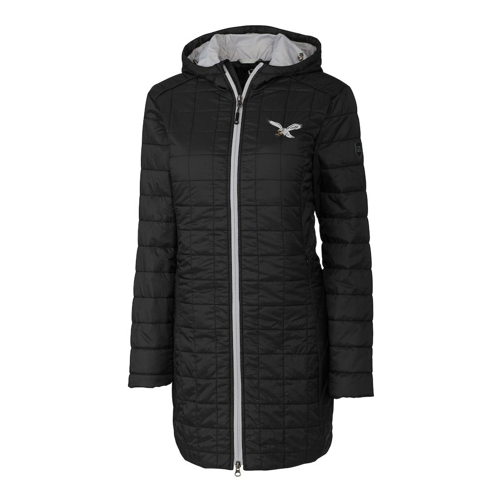 Philadelphia Eagles Cutter & Buck Women's Gridiron Classics Logo Rainier Primaloft Eco Insulated Hooded Long Coat | NFL Online