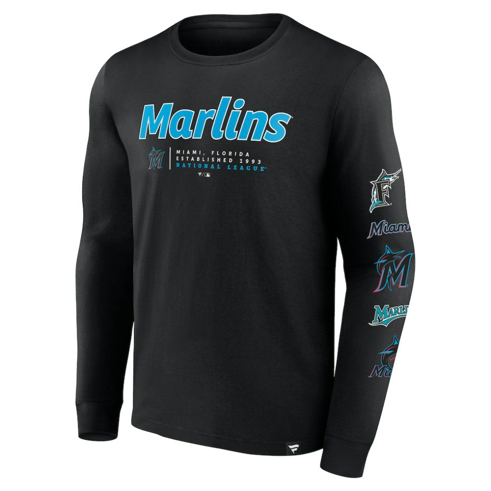 Miami Marlins Fanatics Strike the Goal Long Sleeve T-Shirt - MLB T-shirts
