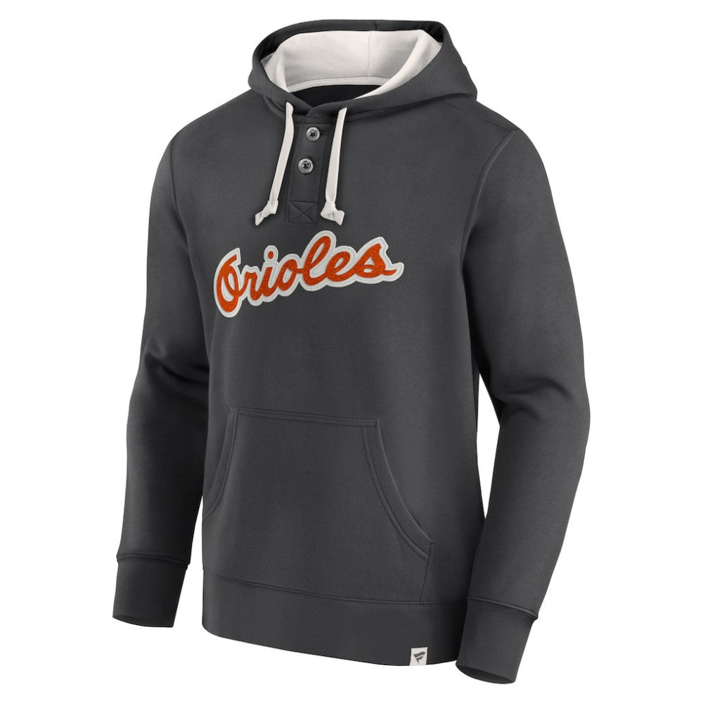 Fanatics Baltimore Orioles Black Plan for Adversity Henley Fleece Pullover Hoodie - MLB Hoodies