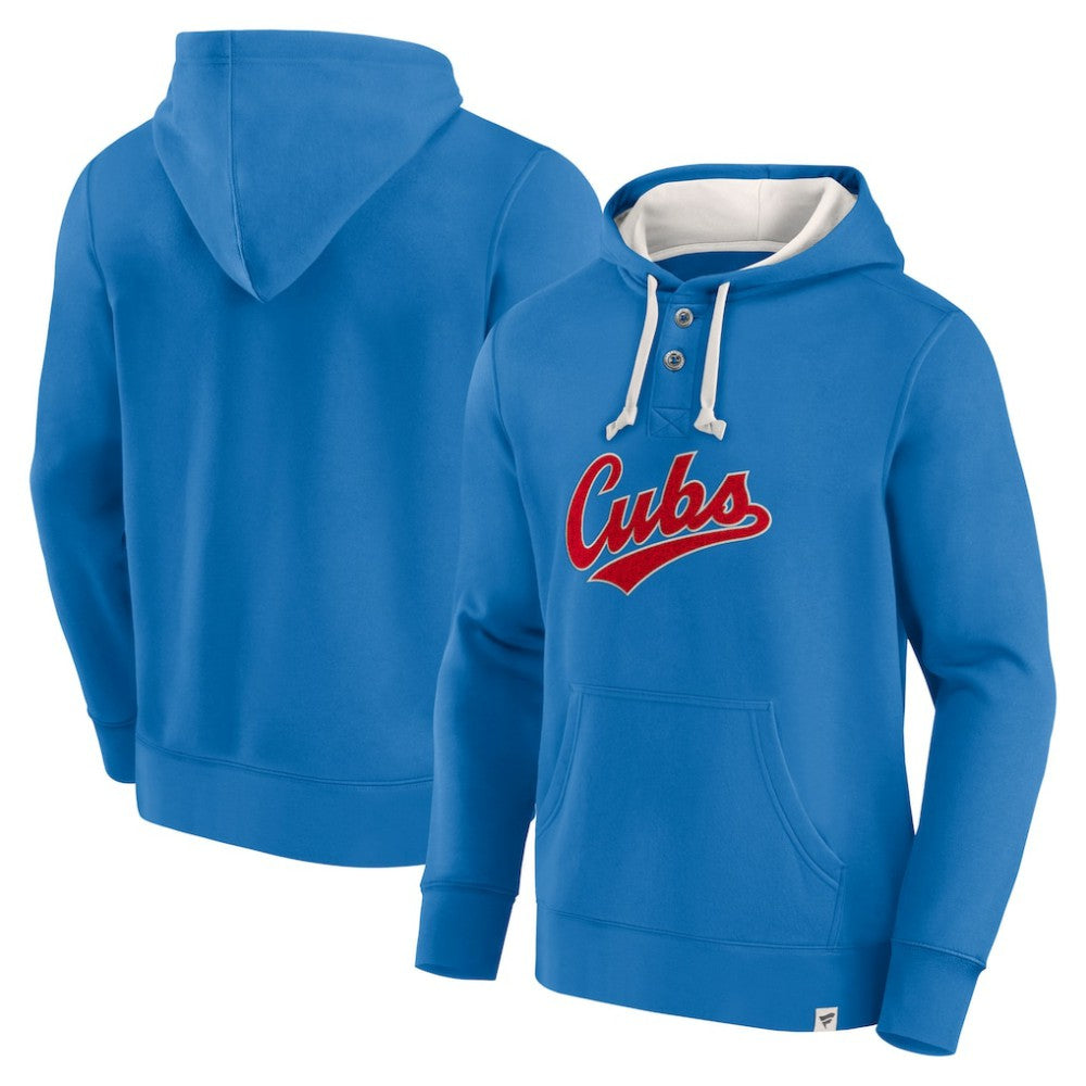 Fanatics Chicago Cubs Royal Plan for Adversity Henley Fleece Pullover Hoodie - MLB Hoodies