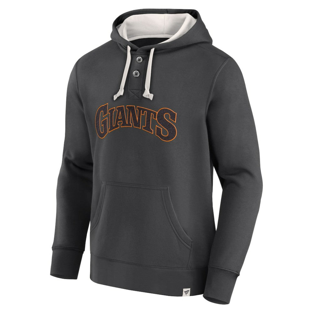 Fanatics San Francisco Giants Black Plan for Adversity Henley Fleece Pullover Hoodie - MLB Hoodies