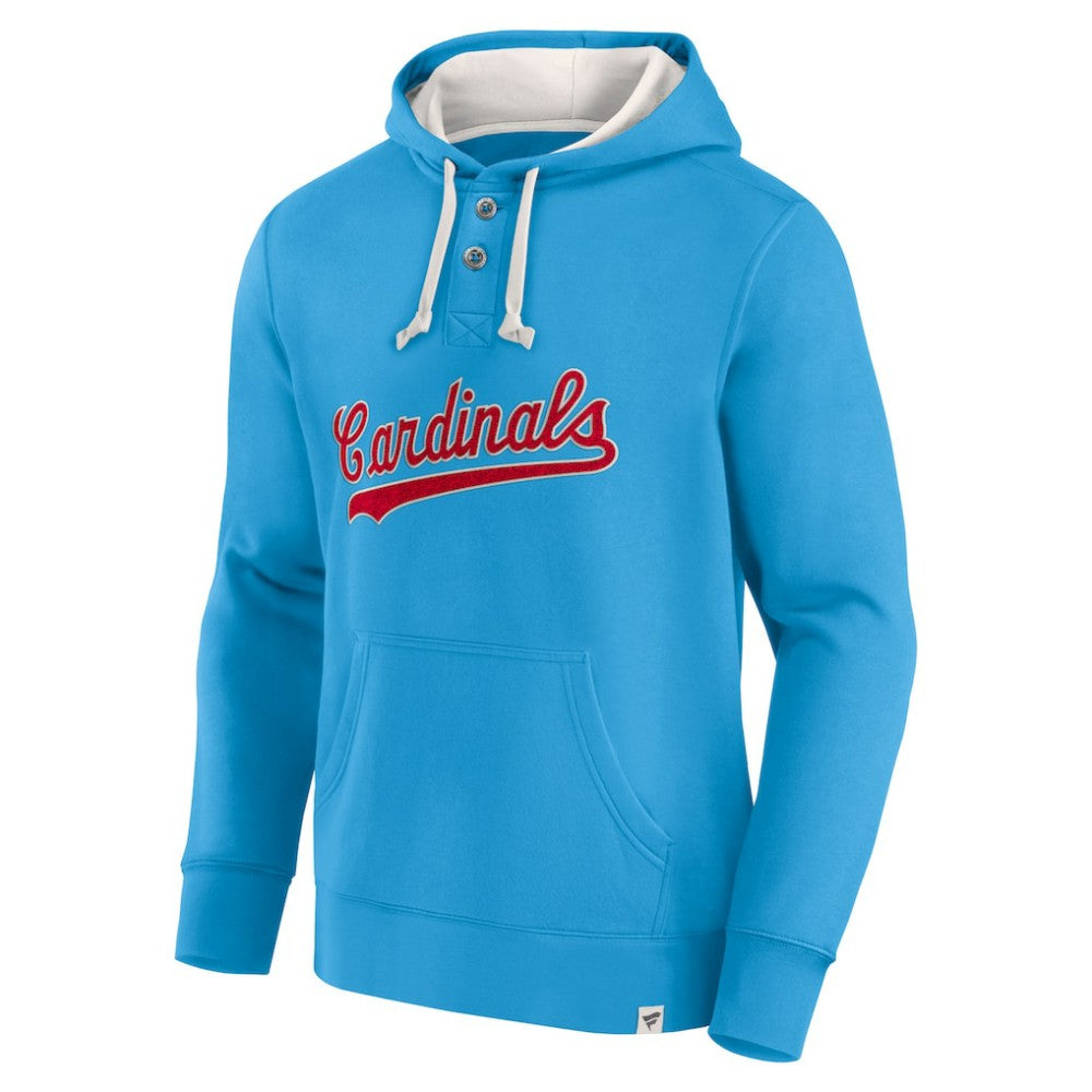 Fanatics St. Louis Cardinals Light Blue Plan for Adversity Henley Fleece Pullover Hoodie - MLB Hoodies