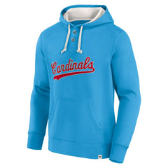 Fanatics St. Louis Cardinals Light Blue Plan for Adversity Henley Fleece Pullover Hoodie - MLB Hoodies