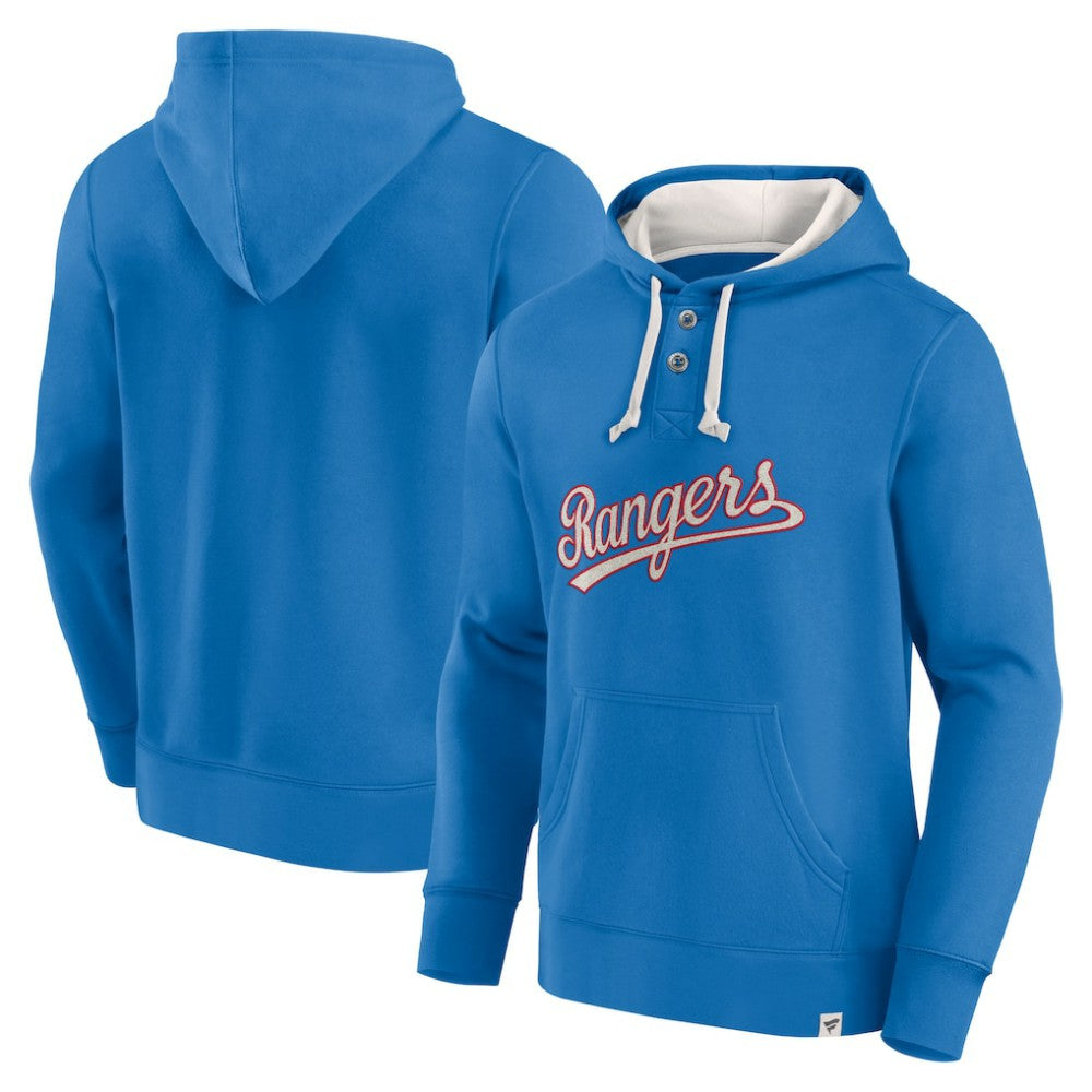 Fanatics Texas Rangers Royal Plan for Adversity Henley Fleece Pullover Hoodie - MLB Hoodies