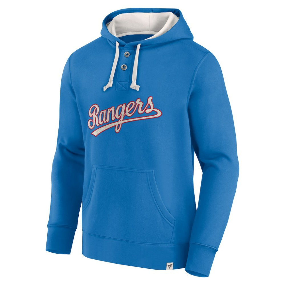 Fanatics Texas Rangers Royal Plan for Adversity Henley Fleece Pullover Hoodie - MLB Hoodies