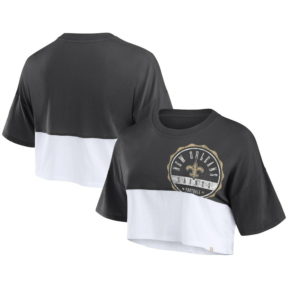 New Orleans Saints Women's Boxy Color Split Cropped T-Shirt | NFL On sale
