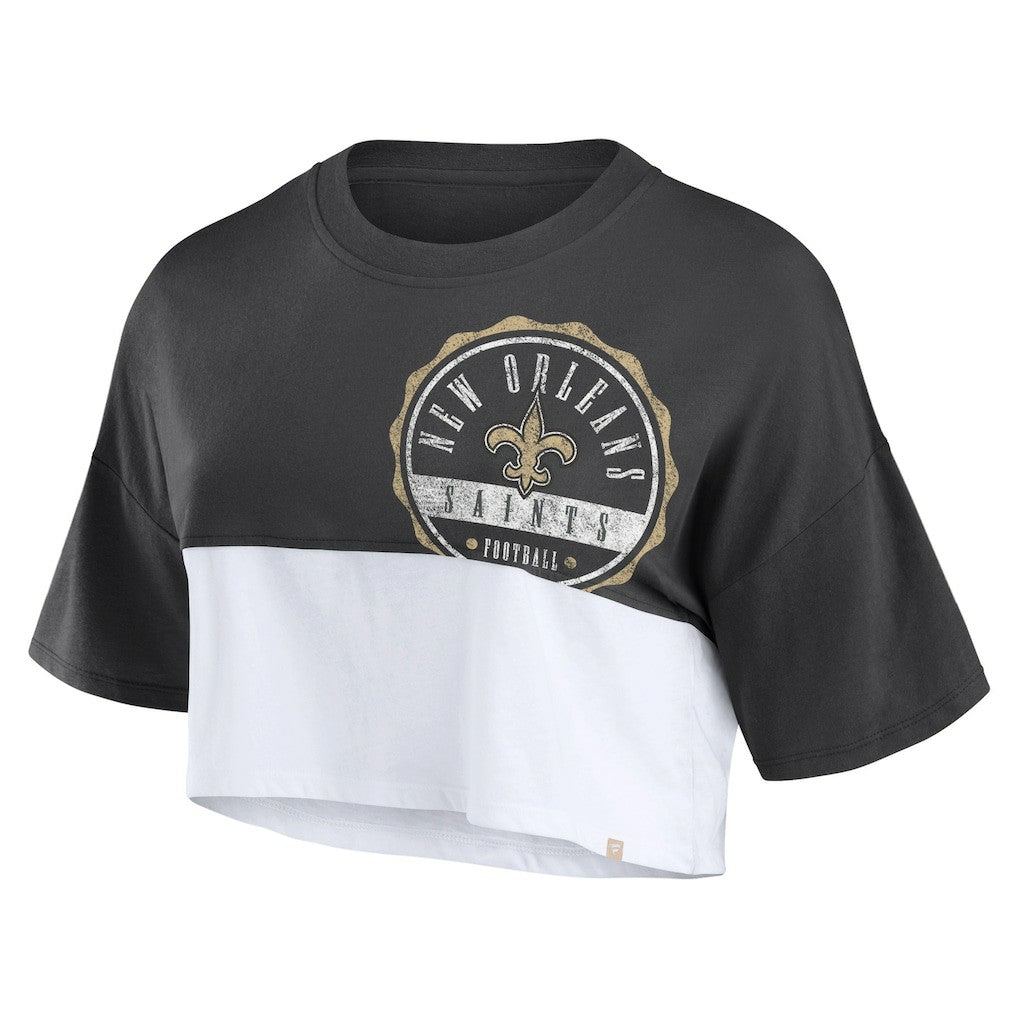 New Orleans Saints Women's Boxy Color Split Cropped T-Shirt | NFL On sale