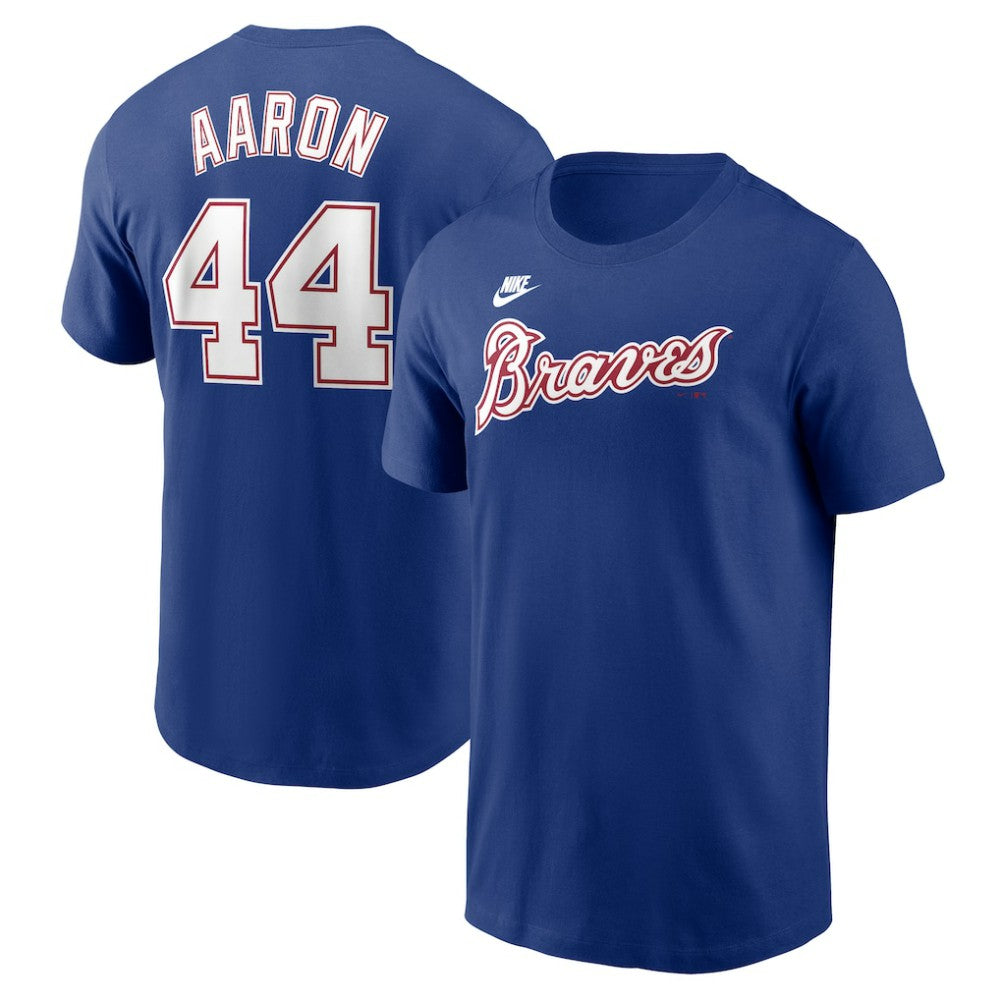 Hank Aaron Atlanta Braves Nike Cooperstown Collection Fuse Name & Number T-Shirt - MLB T-shirts