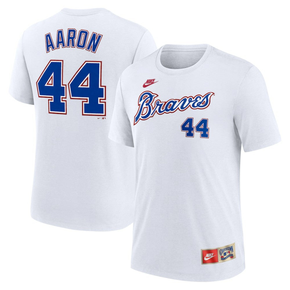 Hank Aaron Atlanta Braves Nike Cooperstown Collection Tri-Blend Name & Number T-Shirt - MLB T-shirts