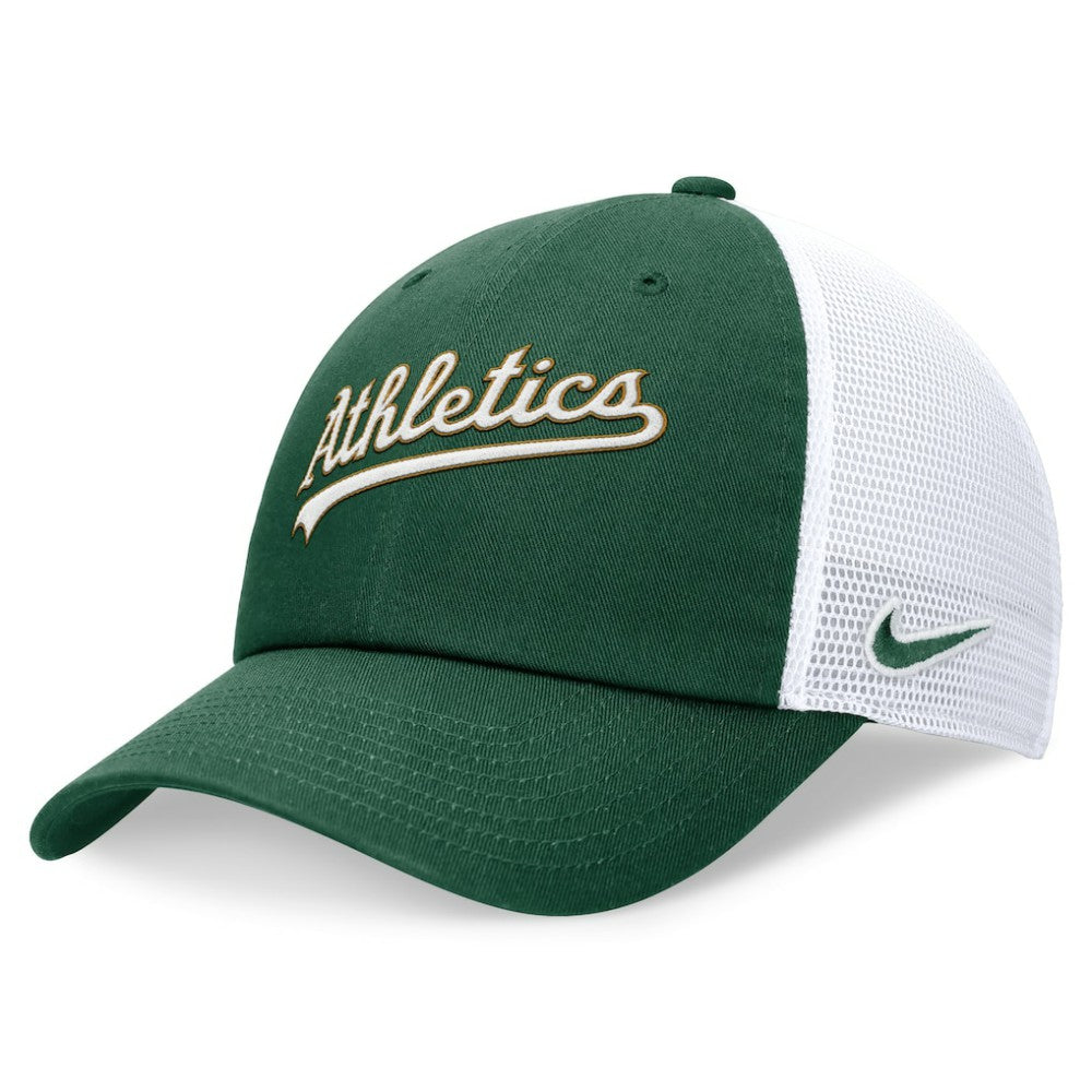 Athletics Nike Wordmark Adjustable Trucker Hat - MLB Hats