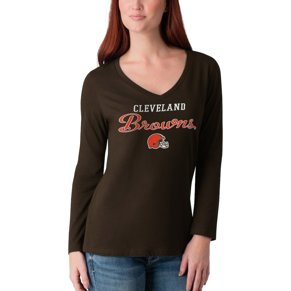 Cleveland Browns G-III 4Her by Carl Banks Women's Post Season Long Sleeve V-Neck T-Shirt | NFL Near me