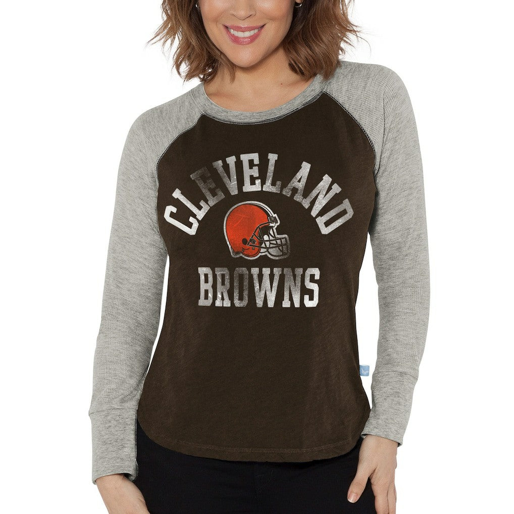 Cleveland Browns G-III 4Her by Carl Banks Women's Waffle Knit Raglan Long Sleeve T-Shirt | NFL Discount