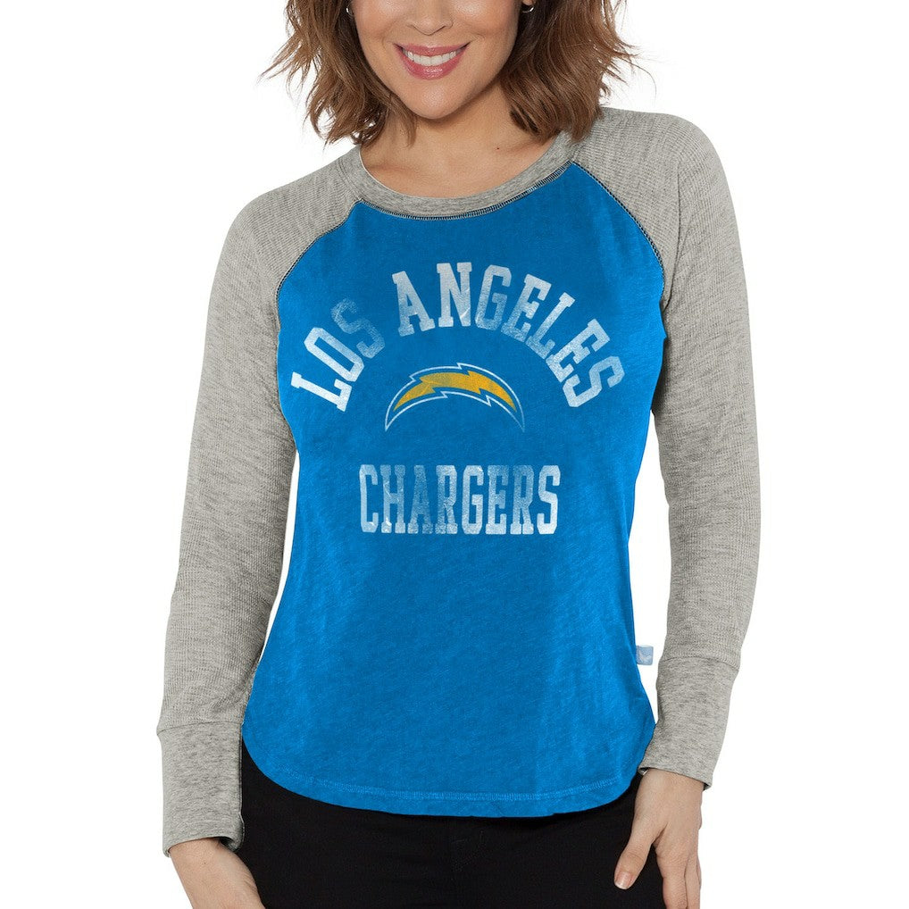 Los Angeles Chargers G-III 4Her by Carl Banks Women's Waffle Knit Raglan Long Sleeve T-Shirt | NFL Sale