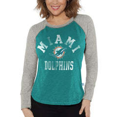 Miami Dolphins G-III 4Her by Carl Banks Women's Waffle Knit Raglan Long Sleeve T-Shirt | NFL Outlet