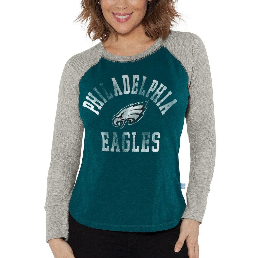 Philadelphia Eagles G-III 4Her by Carl Banks Women's Waffle Knit Raglan Long Sleeve T-Shirt | NFL On sale
