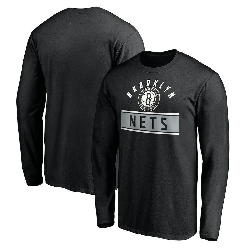 Black Brooklyn Nets Team Arch Knockout Long Sleeve T-Shirt | NBA