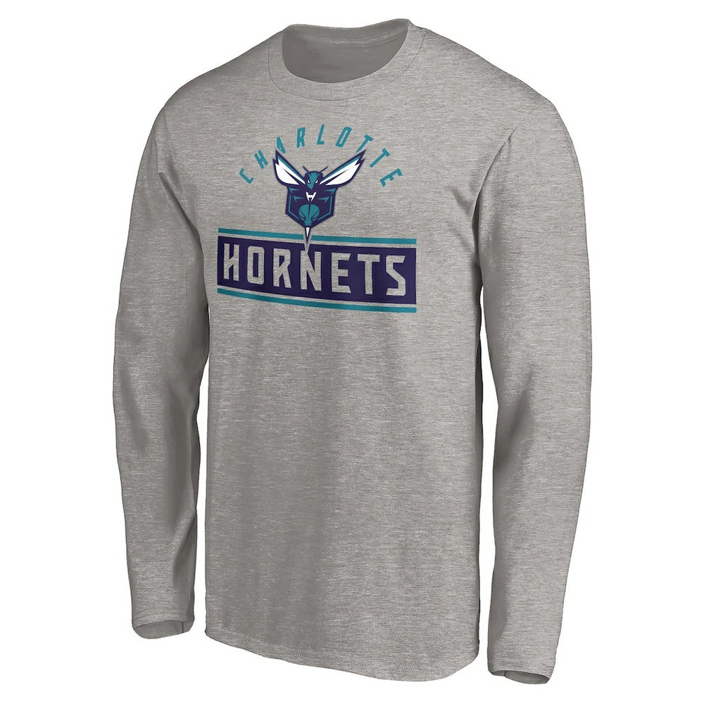 Heather Gray Charlotte Hornets Team Arch Knockout Long Sleeve T-Shirt | NBA