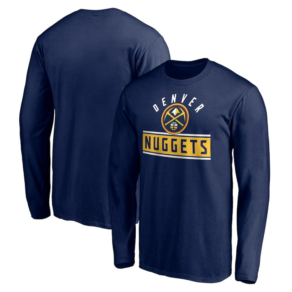 Navy Denver Nuggets Team Arch Knockout Long Sleeve T-Shirt sale | NBA