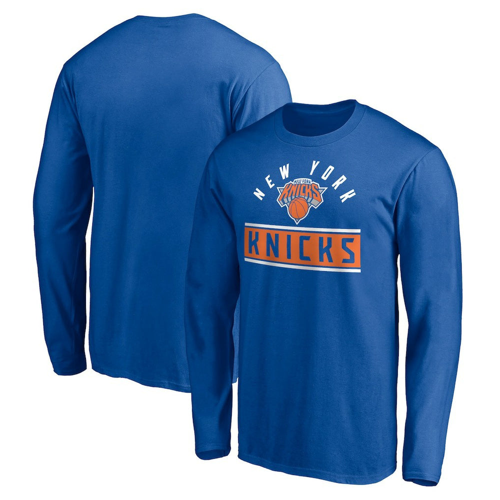 Blue New York Knicks Team Arch Knockout Long Sleeve T-Shirt | NBA