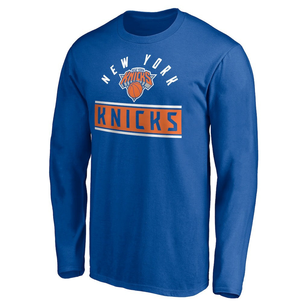 Blue New York Knicks Team Arch Knockout Long Sleeve T-Shirt | NBA