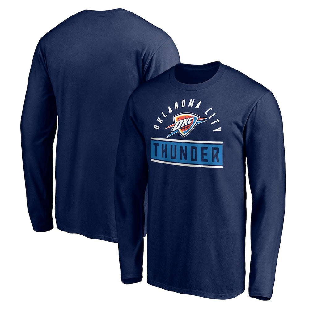 Navy Oklahoma City Thunder Team Arch Knockout Long Sleeve T-Shirt | NBA