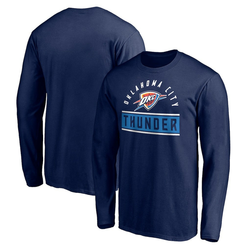 Navy Oklahoma City Thunder Team Arch Knockout Long Sleeve T-Shirt | NBA