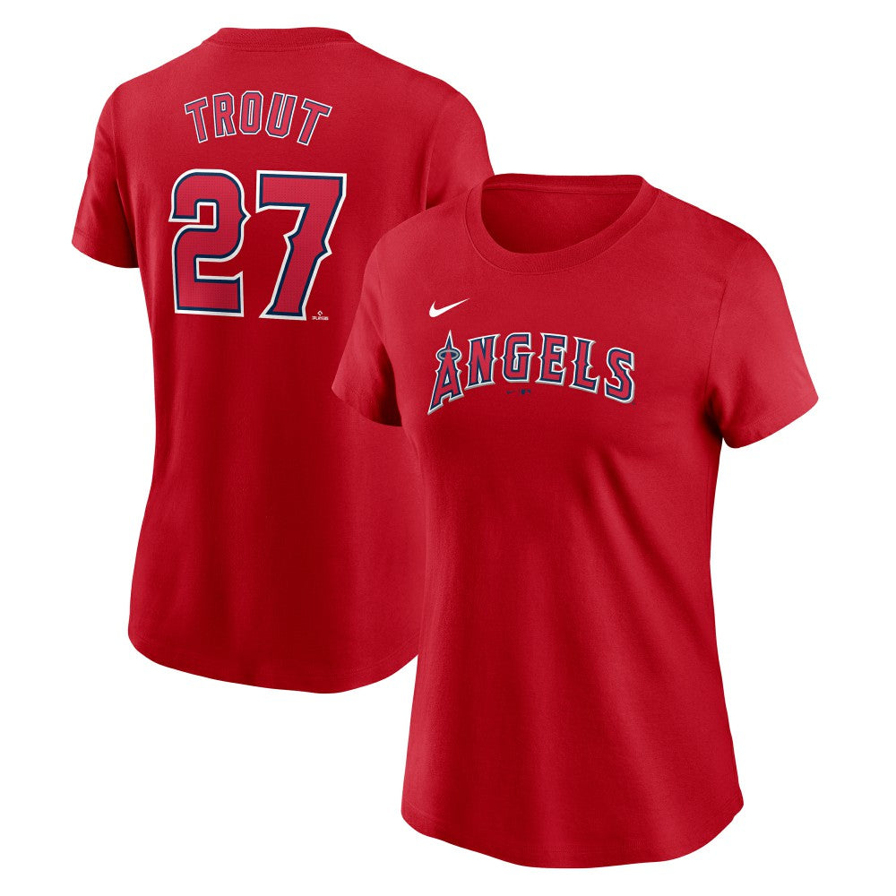 Mike Trout Los Angeles Angels Nike Women's Cooperstown Collection Fuse Name & Number T-Shirt - MLB T-shirts