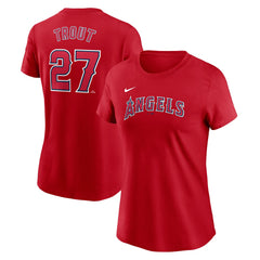 Mike Trout Los Angeles Angels Nike Women's Cooperstown Collection Fuse Name & Number T-Shirt - MLB T-shirts