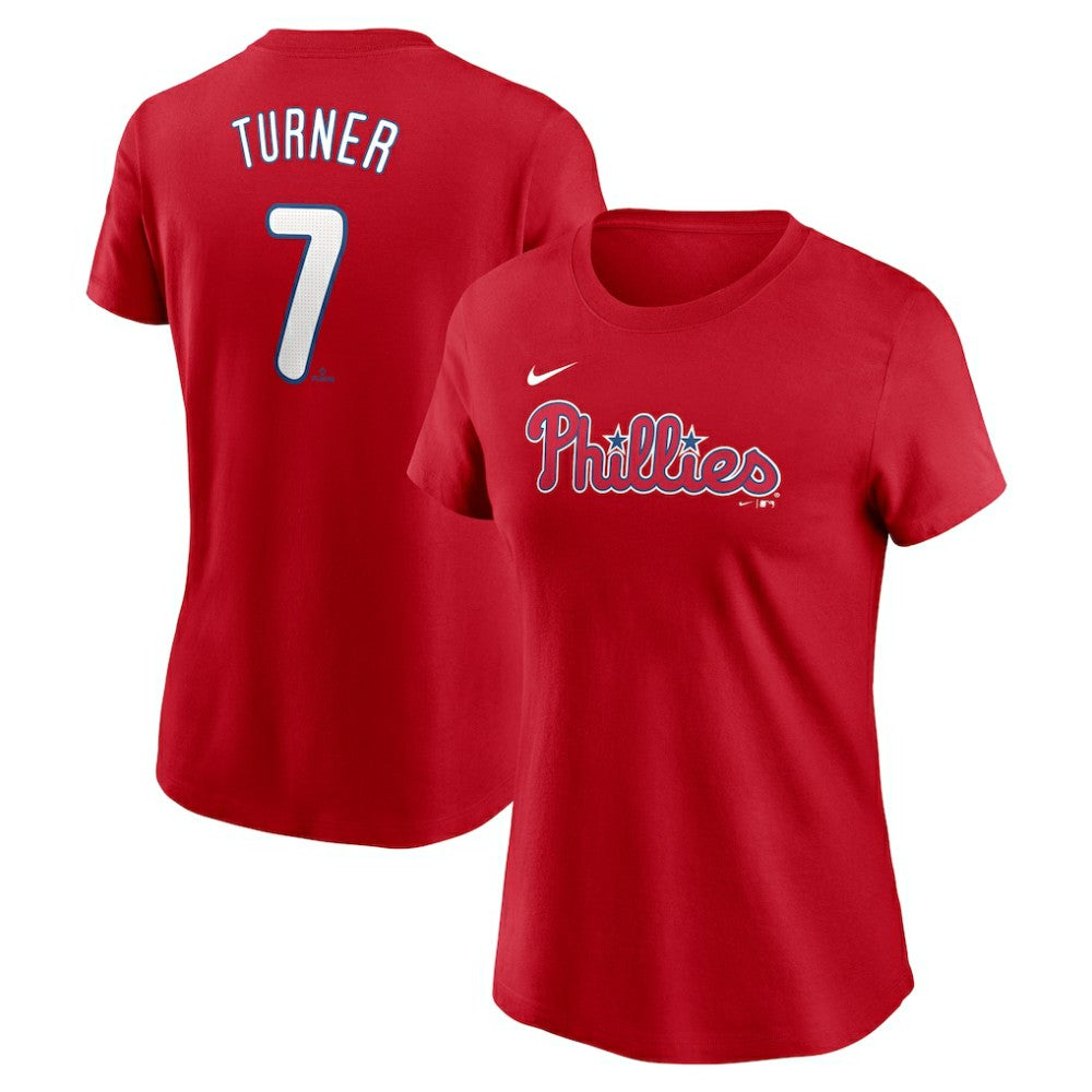 Trea Turner Philadelphia Phillies Nike Women's Cooperstown Collection Fuse Name & Number T-Shirt - MLB T-shirts