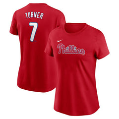 Trea Turner Philadelphia Phillies Nike Women's Cooperstown Collection Fuse Name & Number T-Shirt - MLB T-shirts