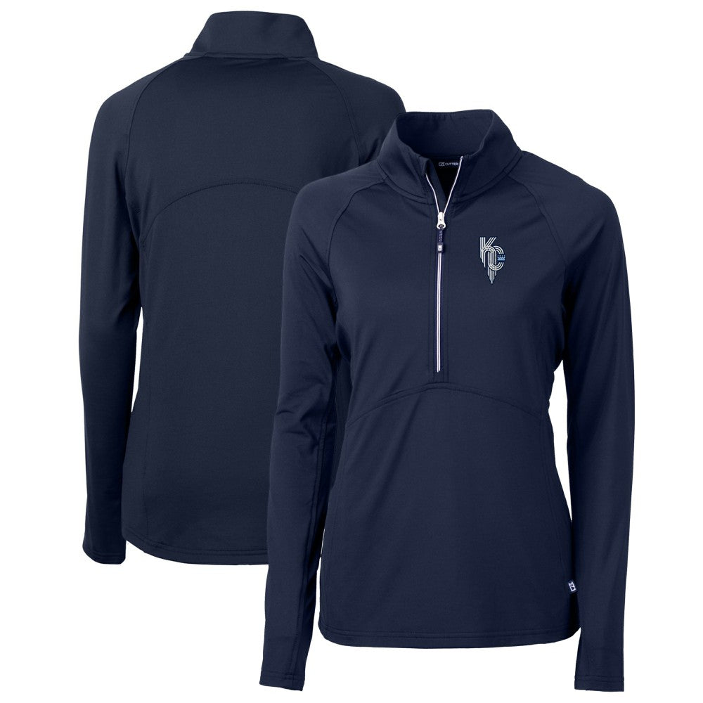 Kansas City Royals Cutter & Buck Women's City Connect Adapt Eco Knit Stretch Recycled Half-Zip Pullover Top - MLB Pullover