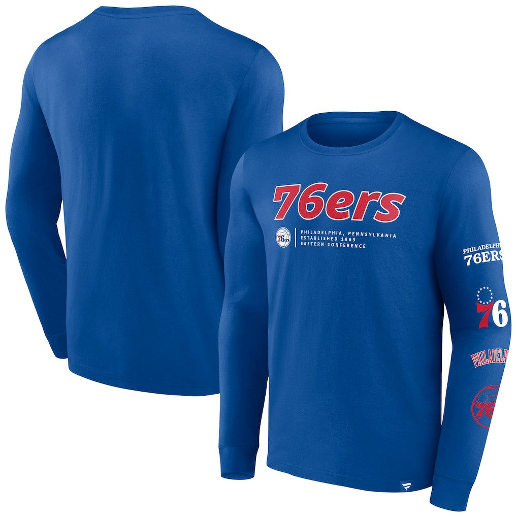 Royal Philadelphia 76ers Baseline Long Sleeve T-Shirt | NBA