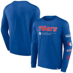 Royal Philadelphia 76ers Baseline Long Sleeve T-Shirt | NBA