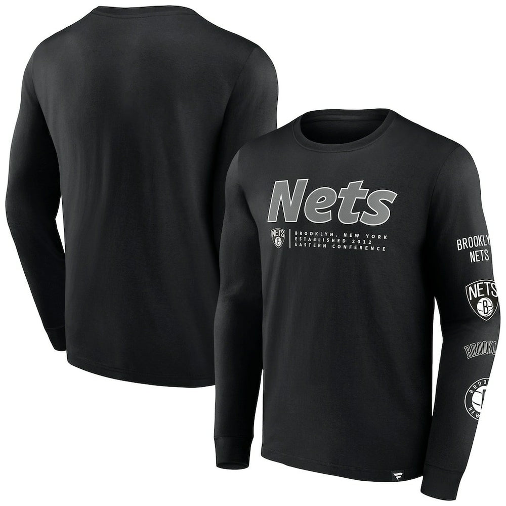 Black Brooklyn Nets Baseline Long Sleeve T-Shirt | NBA