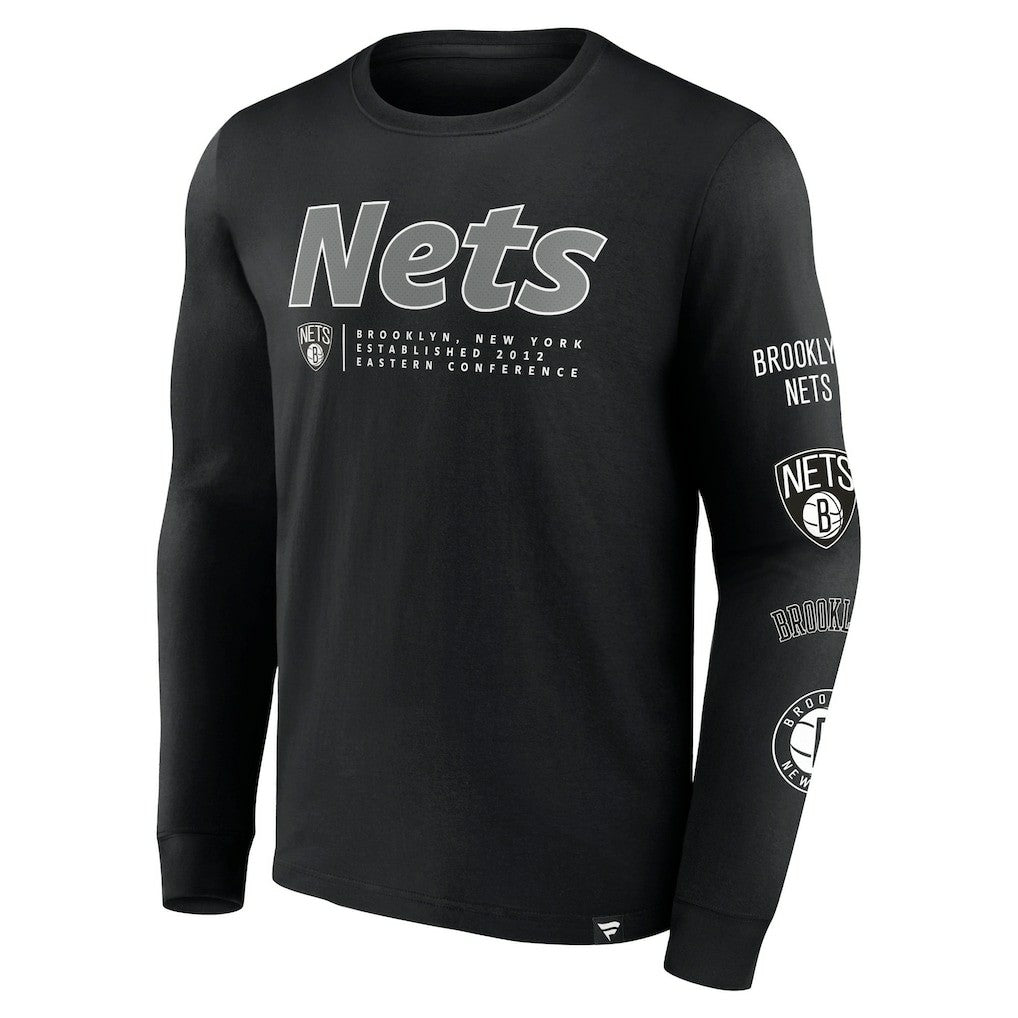 Black Brooklyn Nets Baseline Long Sleeve T-Shirt | NBA