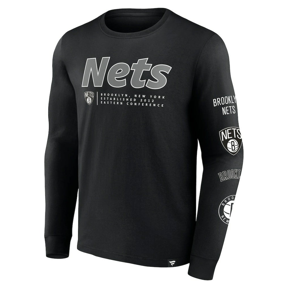 Black Brooklyn Nets Baseline Long Sleeve T-Shirt | NBA