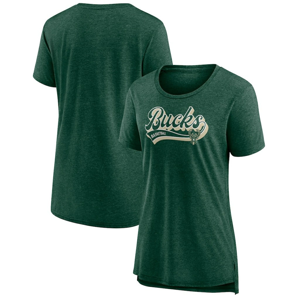 Hunter Green Milwaukee Bucks Women's League Leader Tri-Blend T-Shirt | NBA