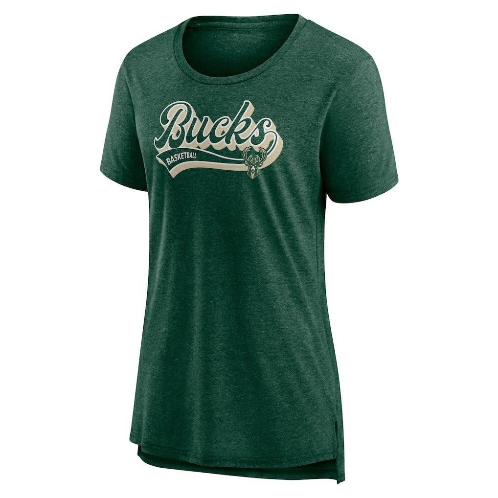 Hunter Green Milwaukee Bucks Women's League Leader Tri-Blend T-Shirt | NBA