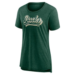 Hunter Green Milwaukee Bucks Women's League Leader Tri-Blend T-Shirt | NBA